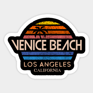 Venice Beach Vintage retro sun sunset stripes distressed 80s eighties Sticker